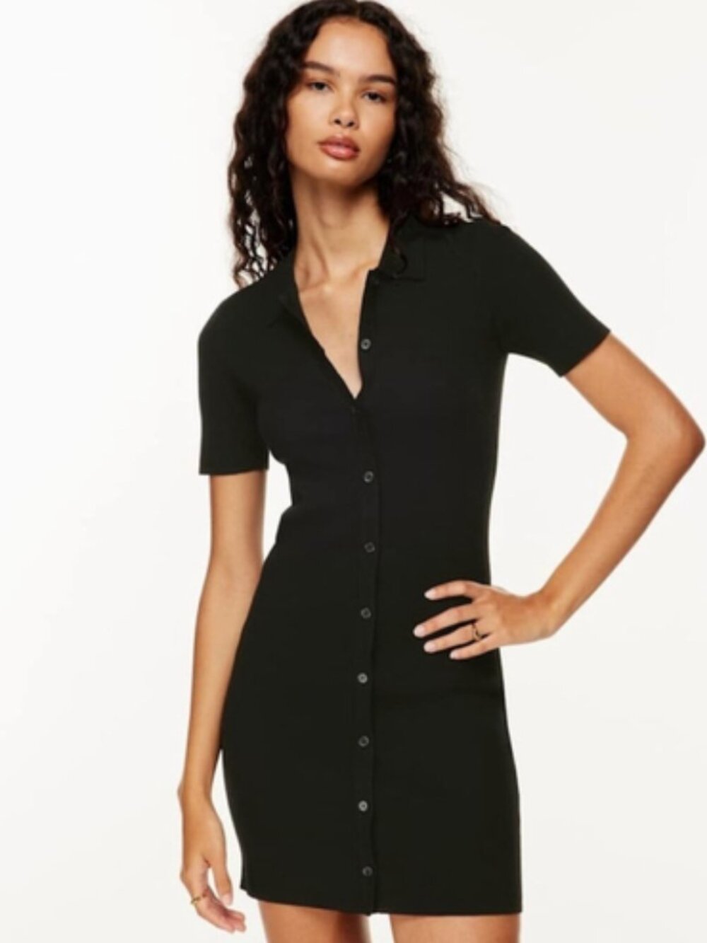 Sunday Best Cece Black Short-Sleeve Mini Dress